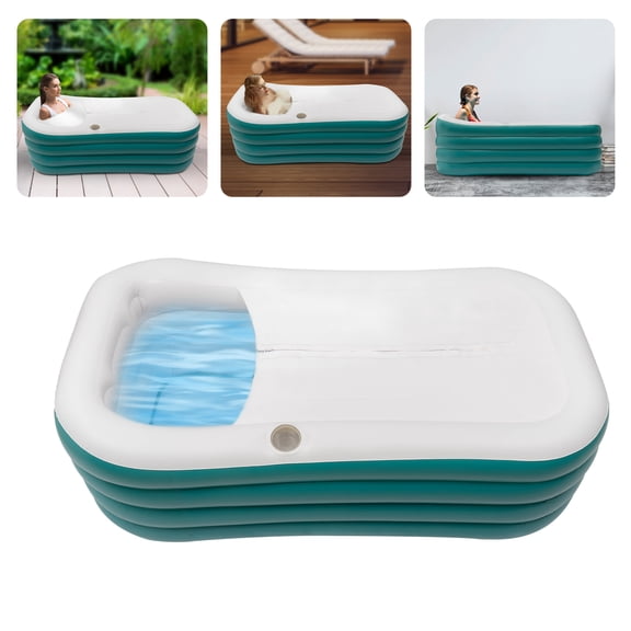 Wildnix Portable Foldable Inflatable Bathtub with Zipper Cover, Cup Holder, and PVC Material for Relaxing Adult Spa