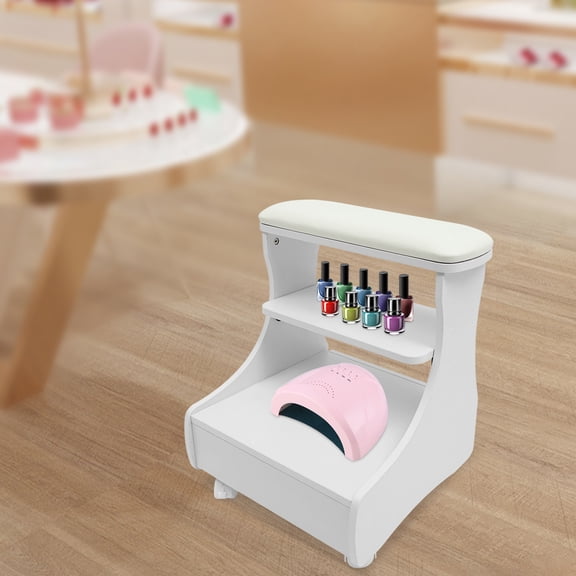 Wildnix Portable Manicure Stool and Foot Bath Trolley Cart with Removable Shelf, Soft Cushion, Practical Drawer, and 4 Universal Wheels for Easy Movement