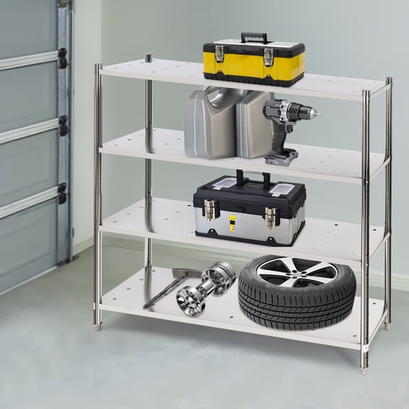 Wildnix Premium Stainless Steel 4-Tier Shelving, 330 lbs Load Capacity per Shelf, Durable and Easy to Clean, Ventilated Open Design for Efficient Storage