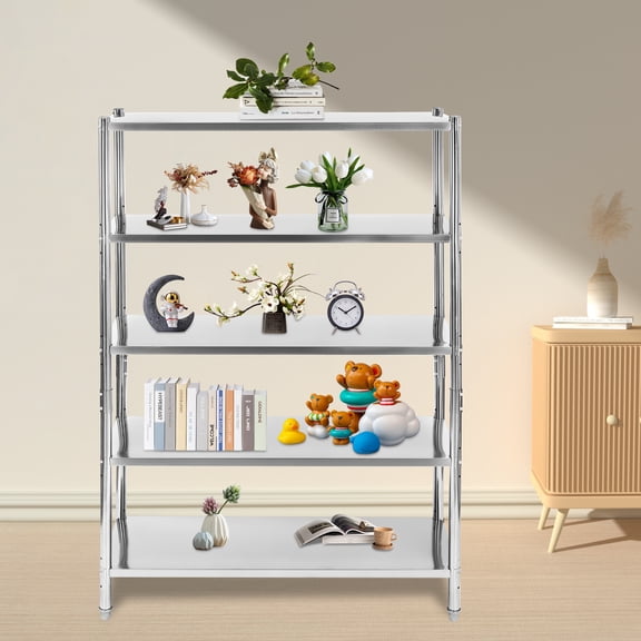 Wildnix Premium Stainless Steel Shelving with 5 Layers, 132.2 lbs Capacity per Shelf, Durable Construction, Easy Installation, and Clean Design