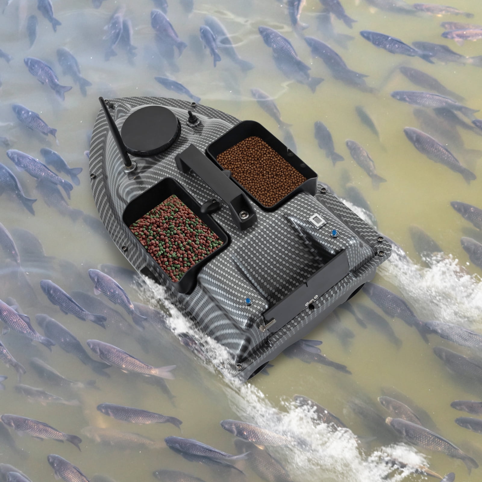 Wildnix RC Fishing Bait Boat with Dual Motors, GPS Positioning, 4-Hour Continuous Sailing, 3 Compartment Bait Storage, Waterproof Design