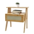 thumbnail image 1 of Wildnix Rattan Nightstand with Large Drawer and Open Shelf, Bamboo Frame, Natural Finish, Spacious Top for Books, Lamps, and Decor, Ideal for Bedroom, 1 of 6