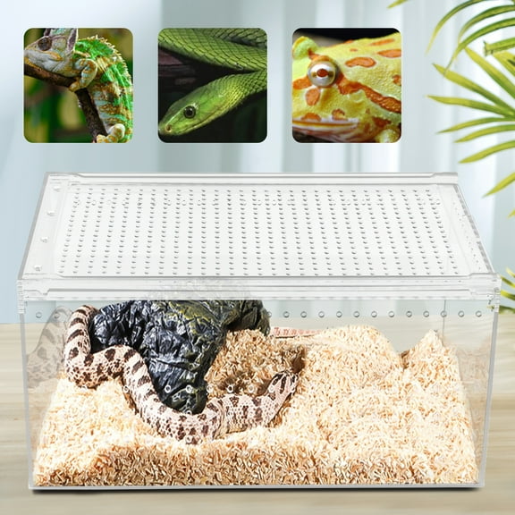 Wildnix Reptile Carrier Cage, 360 Observation, Sturdy Acrylic Material, Non-Toxic and Harmless, Space-Saving, Good Ventilation, Ideal for Reptiles and Small Fish, Easy to Clean and Carry
