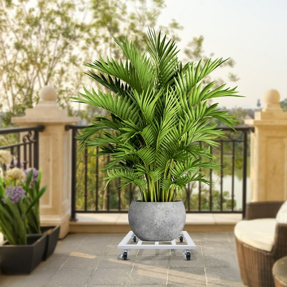 Wildnix Rolling Plant Stand with Wheels, Rectangular Iron Plant Tray Caddy for Easy Movement of Potted Plants Indoors and Outdoors