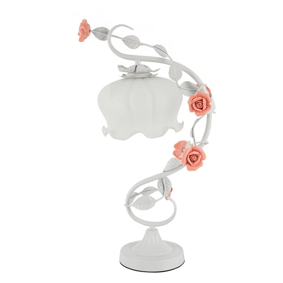 Wildnix Rose Table Lamp with Handcrafted Ceramic Base, Cloud-textured Lampshade, E26 Lamp Holder, Ideal for Living Room, Kitchen, Bedroom