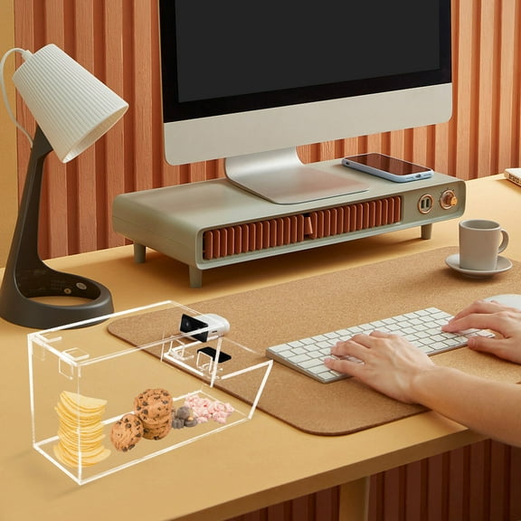Wildnix Snack Storage Box, 2.30L Capacity, Acrylic Material, Clear and Streamlined Design, Large Capacity for Candy and Snacks, Easy to Clean, Ready to Use for Desk Organization