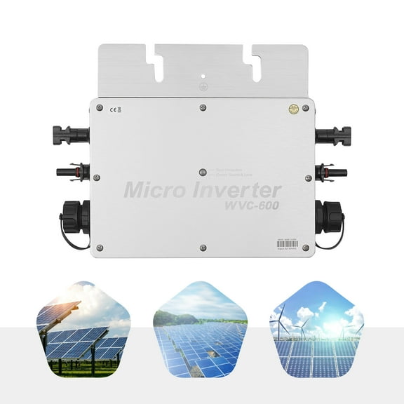 Wildnix Solar Grid Tie Inverter 600W, MPPT Efficiency 99.5%, Waterproof Aluminum Housing, 550W Rated Power for Home Solar System, Easy Installation