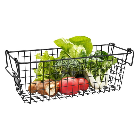 Wildnix Stackable Wire Vegetable Basket Bin Set - 4 Pieces,  Iron Construction, Modern Black Design for Kitchen Countertop Organization