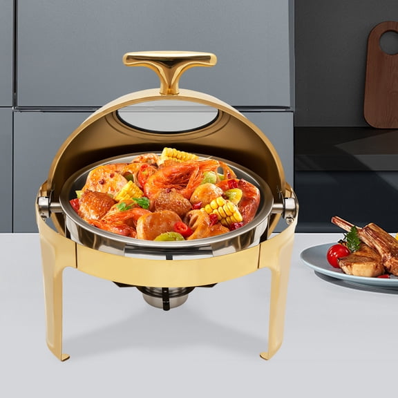 Wildnix Stainless Steel Chafing Dish Set with Clear Lid and Fuel Holder-Keeps Food Warm for Catering and Parties