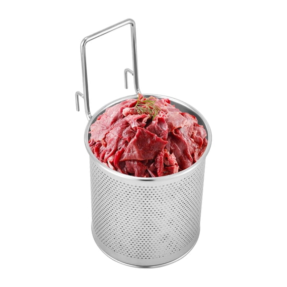Wildnix Stainless Steel Mesh Basket with Long Handle and Practical Hook, 304 Stainless Steel for Easy Cooking and Hand-Free Use