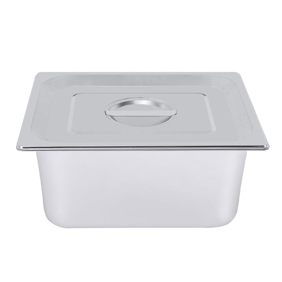 Wildnix Stainless Steel Steam Table Pans, 7L Capacity, 6in Depth with Lid, Set of 4 for Food Display and Protection