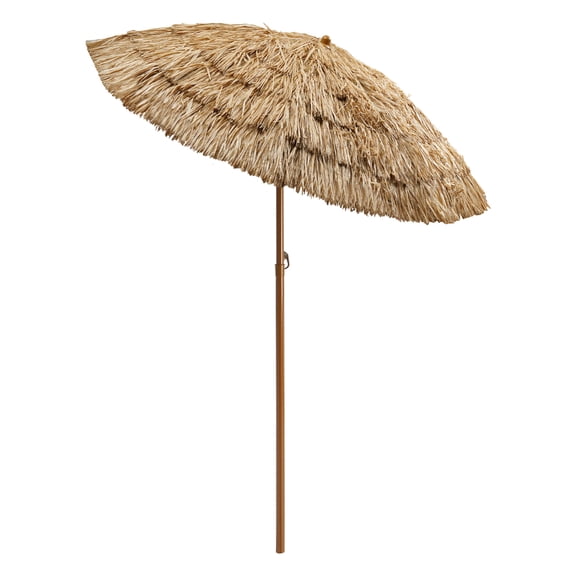 Wildnix Straw Umbrella, High-Quality Iron & PPE, 5.25ft Arc, Sun Protection, Set of 6 Beach Umbrellas for Outdoor Fun and Relaxation