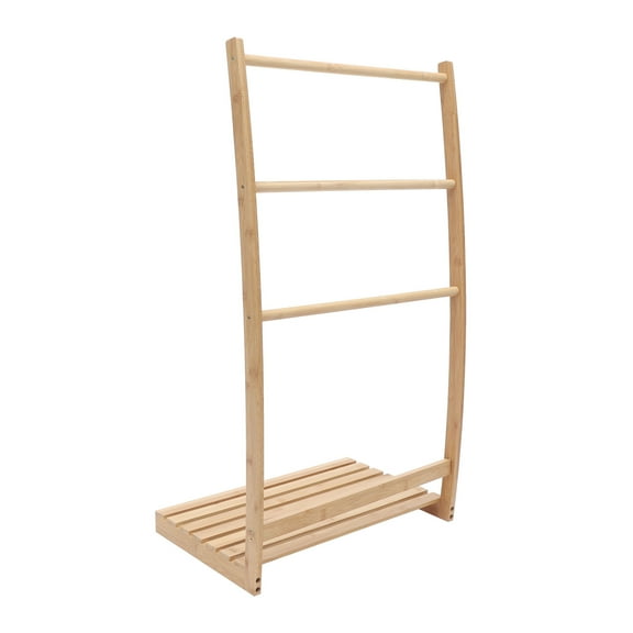 Wildnix Sturdy Bamboo Towel Rack, 6.61-8.82lbs Load Capacity, Stylish Brown Design, Easy to Install and Maintain