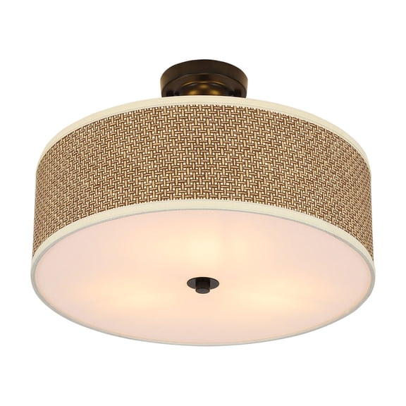 Wildnix Stylish Ceiling Light with Rattan Weaving Shade, Electroplated Iron Tray, Three Bulb Holders, Dimmer Compatible, Soft Lighting for Modern Homes