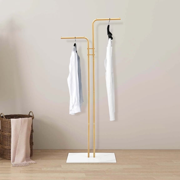 Wildnix Stylish Free Standing Coat Rack with Slate Base and Non-Slip Feet, Iron Frame, Modern Design for Clothes, Hats, and Bags