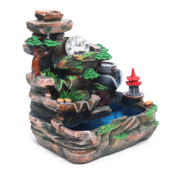 Wildnix Tabletop Fountain with LED Lights, Quiet Pump, Hand-Painted Resin Design, Compact & Lightweight, Perfect for Home or Office Decoration