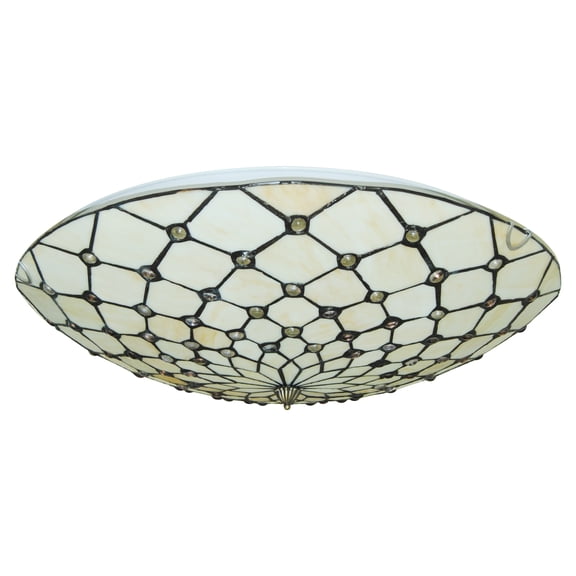 Wildnix Tiffany Ceiling Light with Stained Glass Shade, Classic Vintage Style, E26 Bulb Compatible, Ideal for Indoor Rooms, 10-15 Lighting Area