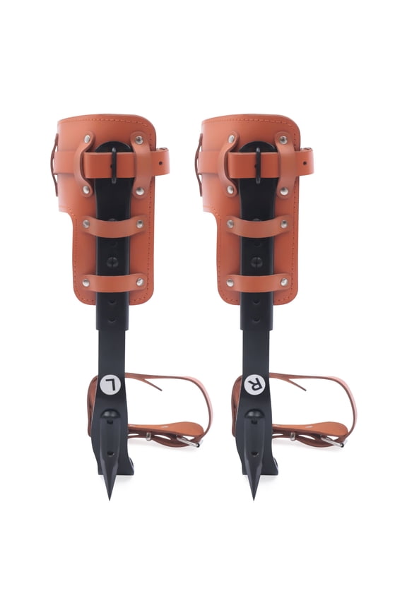 Tree Climbing Spike Set, Adjustable Height 16.14-18.5in, Cowhide and Carbon Steel, 220lbs Capacity, Includes Gloves, Ankle Straps & Accessories