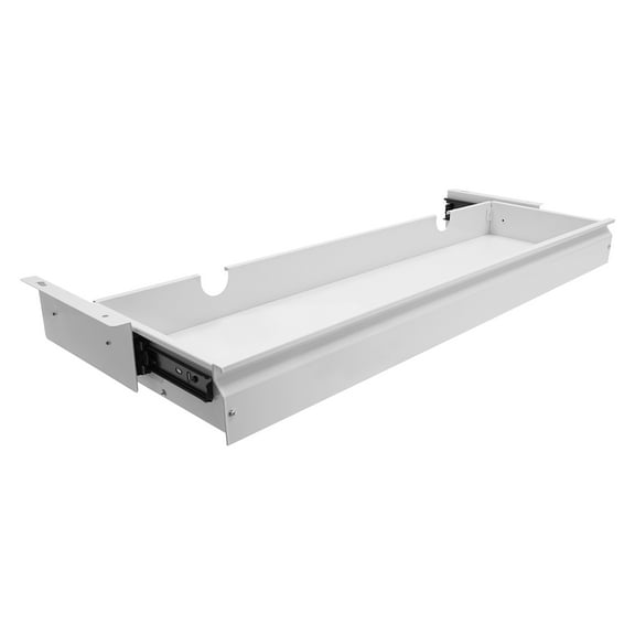 Wildnix Under Desk Mounted Pull-Out Drawer, Sliding Design, White Iron, 2kg Load Capacity, Perfect for Organizing Desktop Space