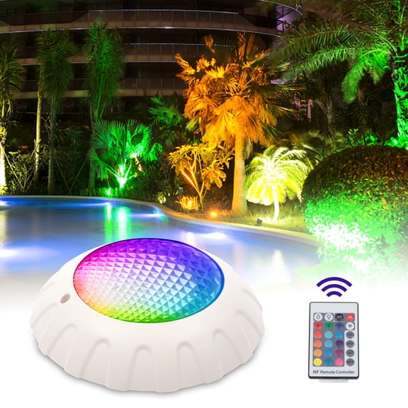 Wildnix Underwater Pool Light with RGB LED, IP68 Waterproof, Remote-Controlled, Wall-Mounted, High Translucent Lampshade for Pools and Aquariums
