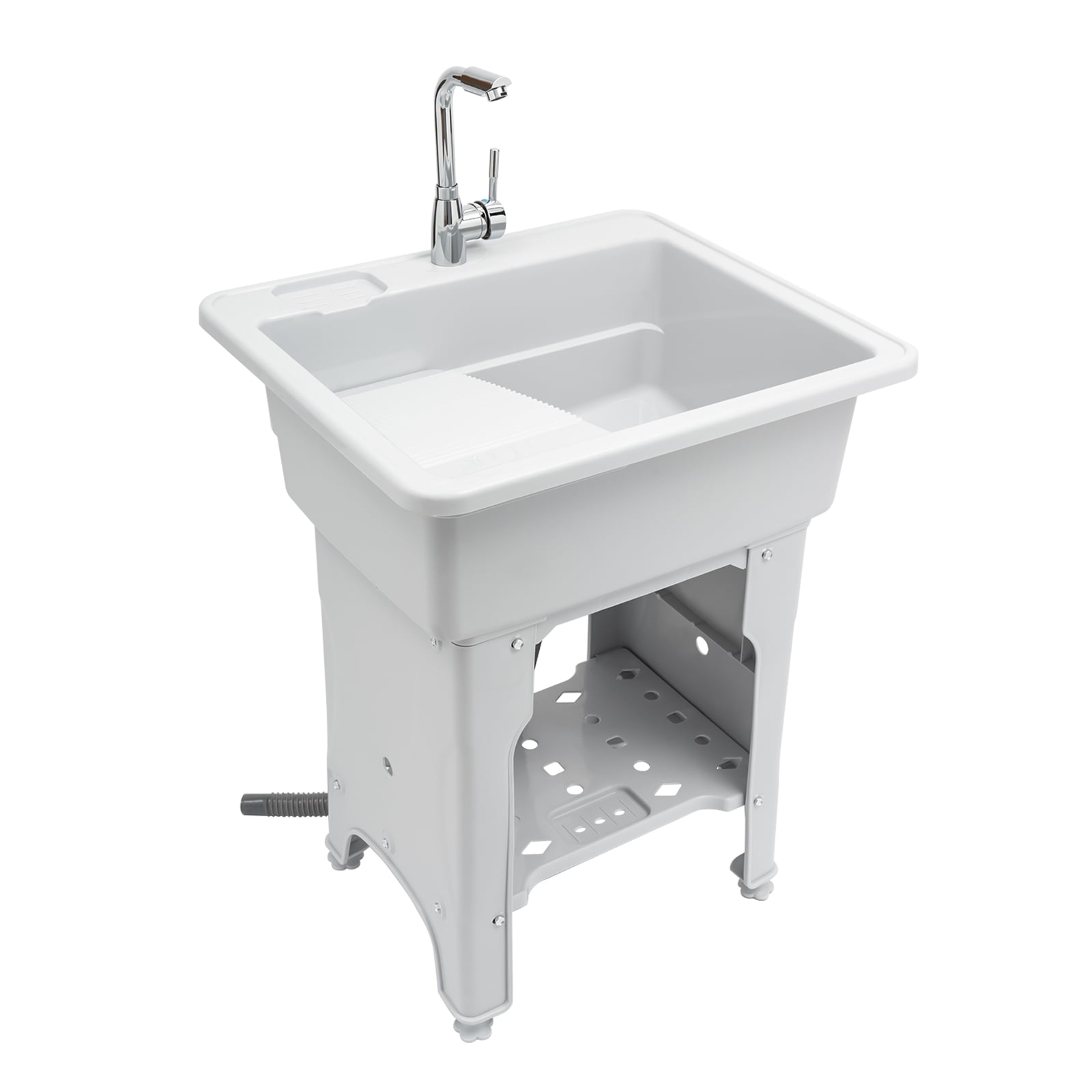 Wildnix Utility Sink Laundry Tub, Multi-Functional, 31.5-inch Ergonomic Design, Storage Rack, Pet Bath, Easy Installation