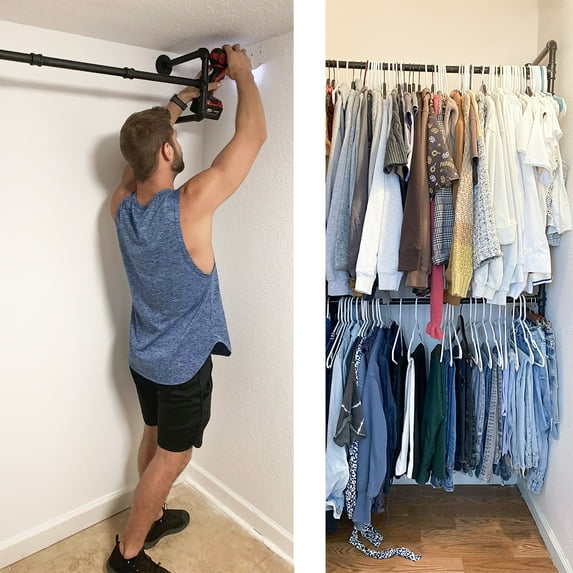 Wildnix Wall Mounted Drying Rack Clothes Rack with 80kg Load Capacity, Modern Black Iron Frame for Space-Saving and Stylish Storage