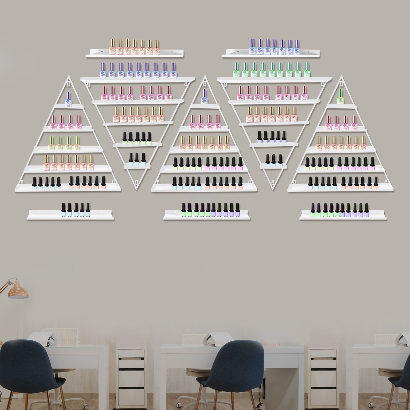 Polish Rack Sign Wildnix Wall Mounted Nail Polish Rack Set with 10 Pieces, Triangular ...
