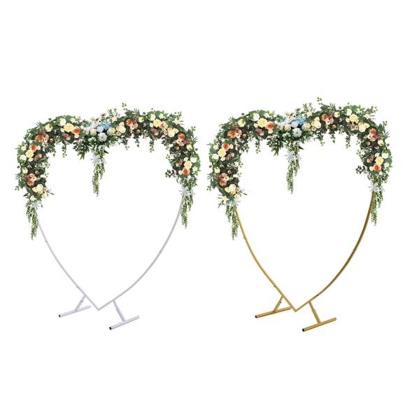 Wildnix Wedding Arch with Heart Design, Carbon Steel, Gold, for Garden Decoration