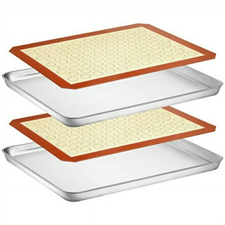 wildone Wildone Baking Sheet Set of 2 - Stainless Steel Cookie Sheet Baking  Pan, Size 16 x 12 x 1 inch, Non Toxic & Heavy Duty & Mirror
