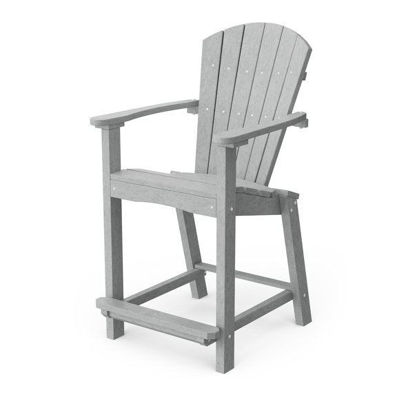 Wildridge Classic 26" High Counter Chair, Light Gray - Outdoor Weather Resistant Recycled Plastic Furniture for Patio