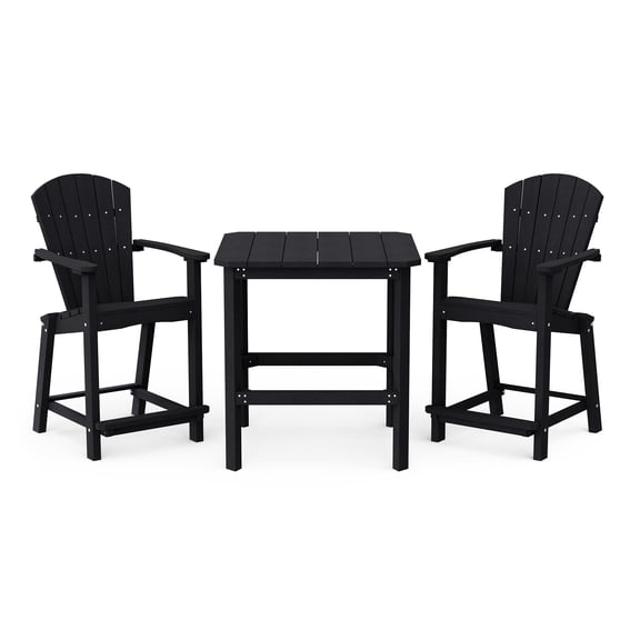 Wildridge Classic 3-Piece 36" High Counter Set, Black - Outdoor Weather Resistant Recycled Plastic Furniture for Patio