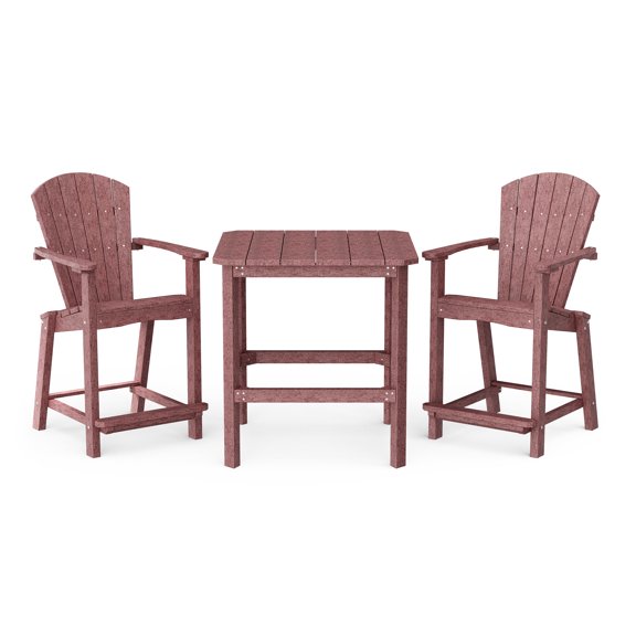 Wildridge Classic 3-Piece 36" High Counter Set, Cherrywood - Outdoor Weather Resistant Recycled Plastic Furniture for Patio