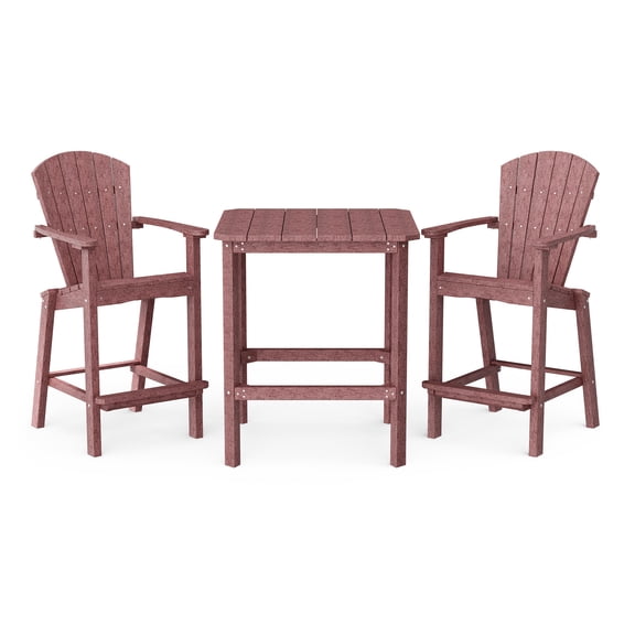 Wildridge Classic 3-Piece 40" High Bar Set, Cherrywood - Outdoor Weather Resistant Recycled Plastic Furniture for Patio