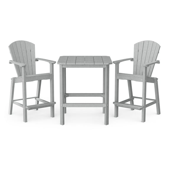 Wildridge Classic 3-Piece 40" High Bar Set, Light Gray - Outdoor Weather Resistant Recycled Plastic Furniture for Patio