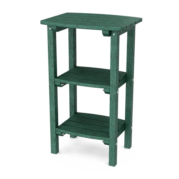 Wildridge Classic 3-Shelf Side Table, Turf Green - Outdoor Weather Resistant Recycled Plastic Furniture for Patio