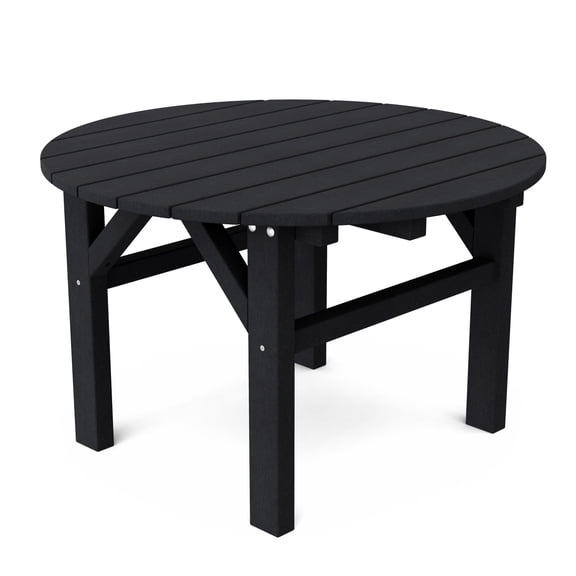 Wildridge Classic 33" Occasional Table, Black - Outdoor Weather Resistant Recycled Plastic Furniture for Patio