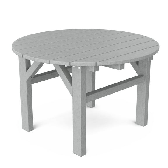 Wildridge Classic 33" Occasional Table, Light Gray - Outdoor Weather Resistant Recycled Plastic Furniture for Patio