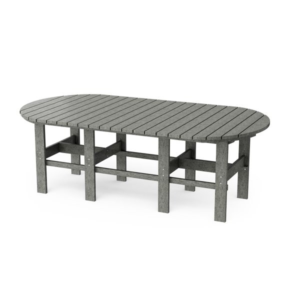 Wildridge Classic 44"x84" Dining Table, Dark Gray - Outdoor Weather Resistant Recycled Plastic Furniture for Patio