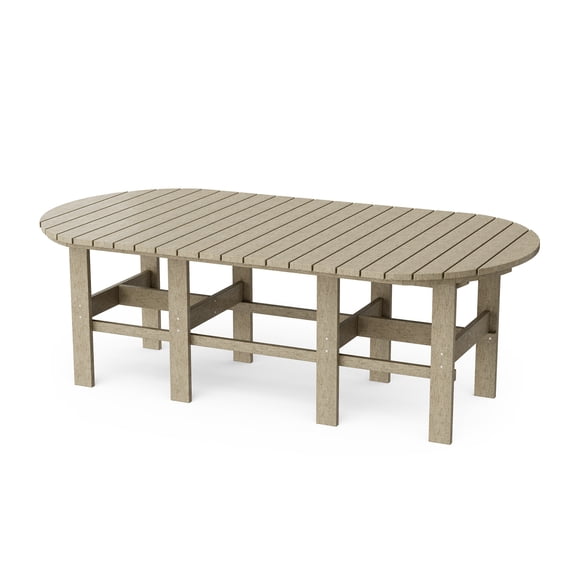 Wildridge Classic 44"x84" Dining Table, Weathered Wood - Outdoor Weather Resistant Recycled Plastic Furniture for Patio
