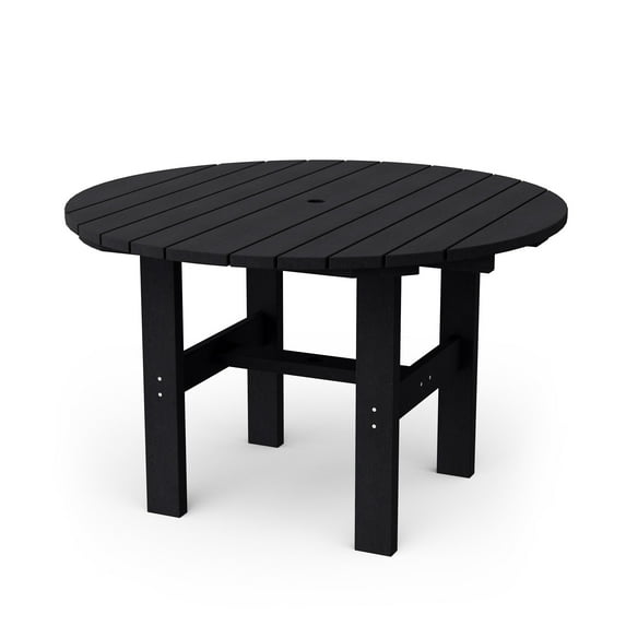 Wildridge Classic 46" Round Dining Table, Black - Outdoor Weather Resistant Recycled Plastic Furniture for Patio