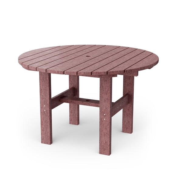 Wildridge Classic 46" Round Dining Table, Cherrywood - Outdoor Weather Resistant Recycled Plastic Furniture for Patio