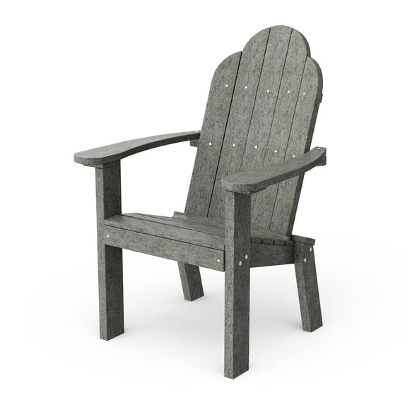 Wildridge Classic Adirondack Dining Chair, Dark Gray - Outdoor Weather Resistant Recycled Plastic Furniture for Patio
