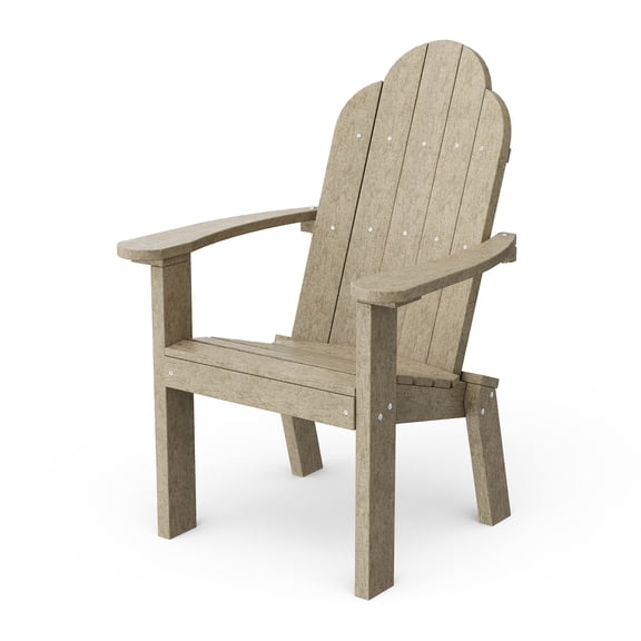Wildridge Classic Adirondack Dining Chair, Weathered Wood - Outdoor Weather Resistant Recycled Plastic Furniture for Patio