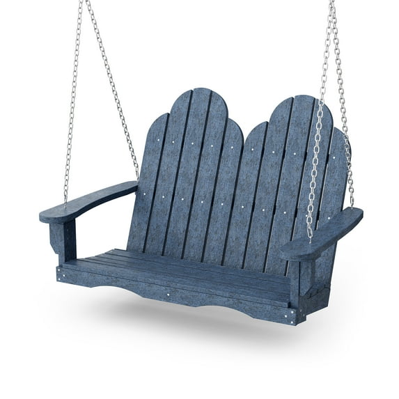 Wildridge Classic Adirondack Porch Swing, Patriot Blue - Outdoor Weather Resistant Recycled Plastic Furniture for Patio