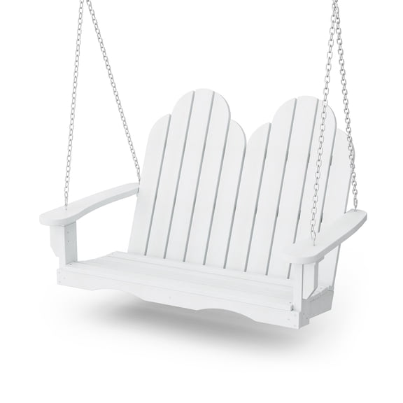 Wildridge Classic Adirondack Porch Swing, White - Outdoor Weather Resistant Recycled Plastic Furniture for Patio