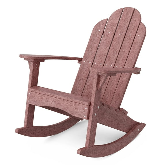 Wildridge Classic Adirondack Rocking Chair, Cherrywood - Outdoor Weather Resistant HDPE Rocking Chair for Patio, Deck, Fire Pit