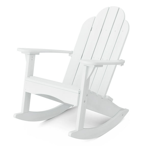 Wildridge Classic Adirondack Rocking Chair, White - Outdoor Weather Resistant HDPE Rocking Chair for Patio, Deck, Fire Pit