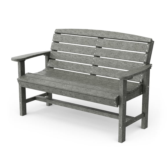 Wildridge Classic Bench, Dark Gray - Outdoor Weather Resistant Poly Lumber Bench for Patio, Deck, Garden