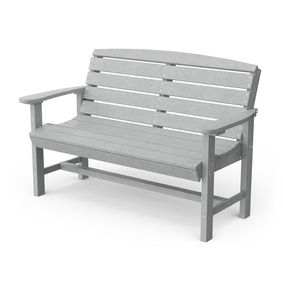 Wildridge Classic Bench, Light Gray - Outdoor Weather Resistant Poly Lumber Bench for Patio, Deck, Garden