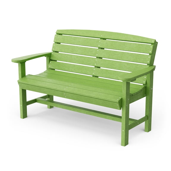 Wildridge Classic Bench, Lime Green - Outdoor Weather Resistant Poly Lumber Bench for Patio, Deck, Garden